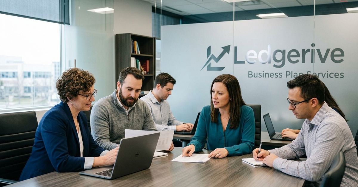 Employees are working in office related to Business Plan Services