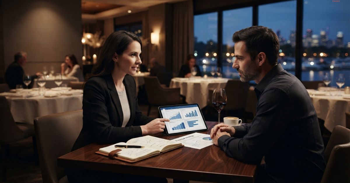 There is meeting in restaurant regarding Business Plan Services